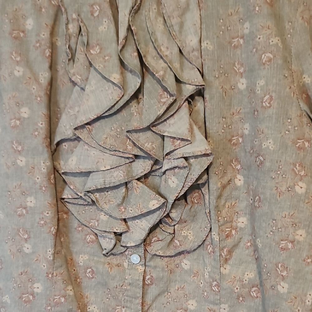 Ralph Lauren Tan Ruffled Bib Collar Blouse (D1) - Picture 3 of 3